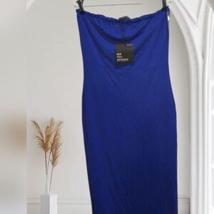 See You Monday Blue Strapless Midi Dress NWT Large